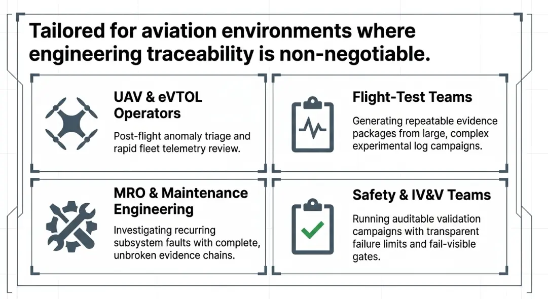 Post-flight engineering workbench applications for UAV, flight-test, maintenance and safety teams